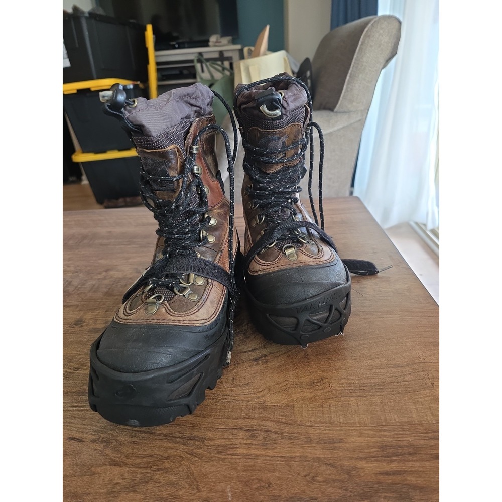Sorel Men's Conquest Leather Boots Bark Color NM1049-287 Size 8 With Yaktrax